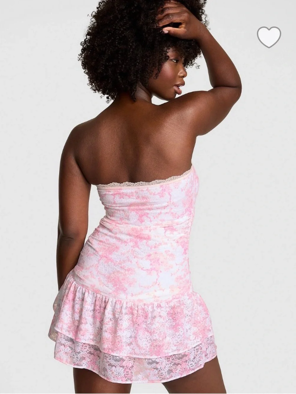 Love Shack Fancy/ VS Pink collab - Strapless Pink Lace Chemise